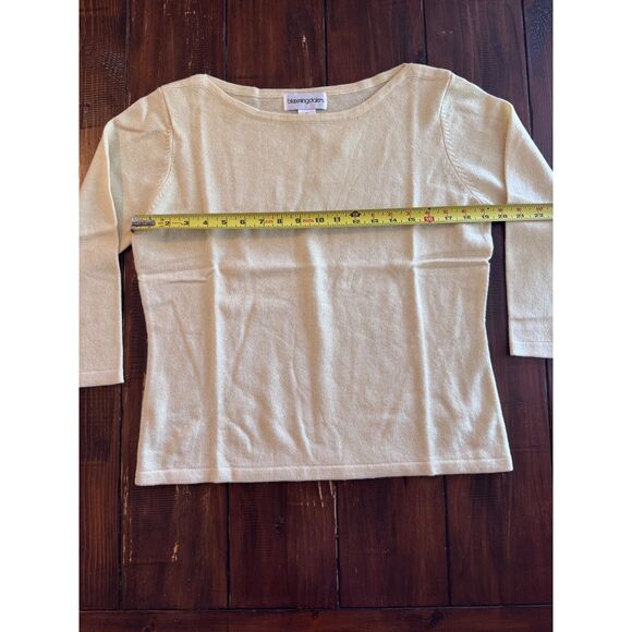 Bloomingdales 100% Cashmere Yellow 3/4 Sleeve Sweater NWOT Size XL - Picture 4 of 5